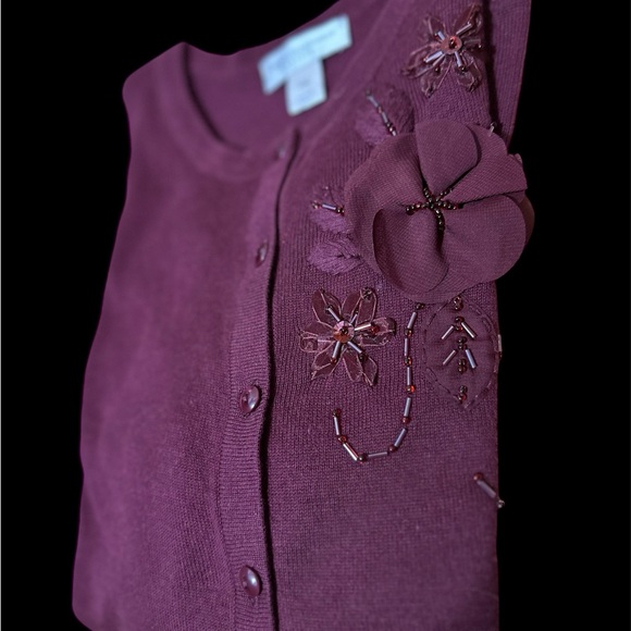 Christopher & Banks Maroon Blouse Size Medium Petite - Picture 4 of 9